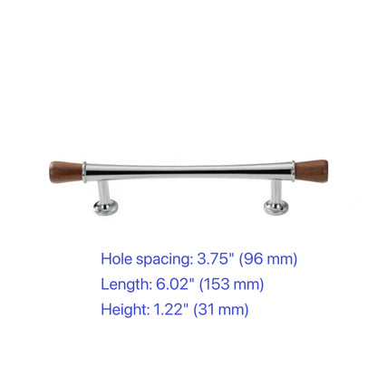 Wood & Brass Drawer Handle, Pendant Walnut Cabinet Pull, Japandi Kitchen Hardware