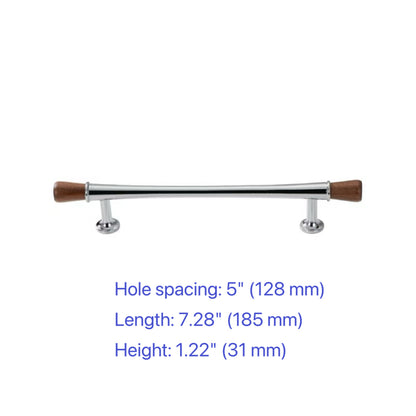 Wood & Brass Drawer Handle, Pendant Walnut Cabinet Pull, Japandi Kitchen Hardware