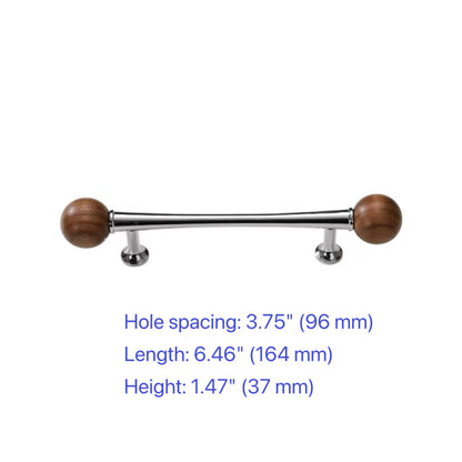 Wood & Brass Drawer Handle, Pendant Walnut Cabinet Pull, Japandi Kitchen Hardware