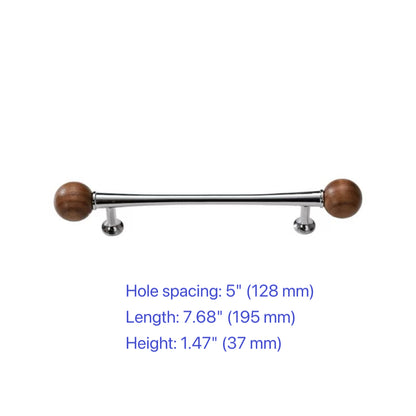 Wood & Brass Drawer Handle, Pendant Walnut Cabinet Pull, Japandi Kitchen Hardware