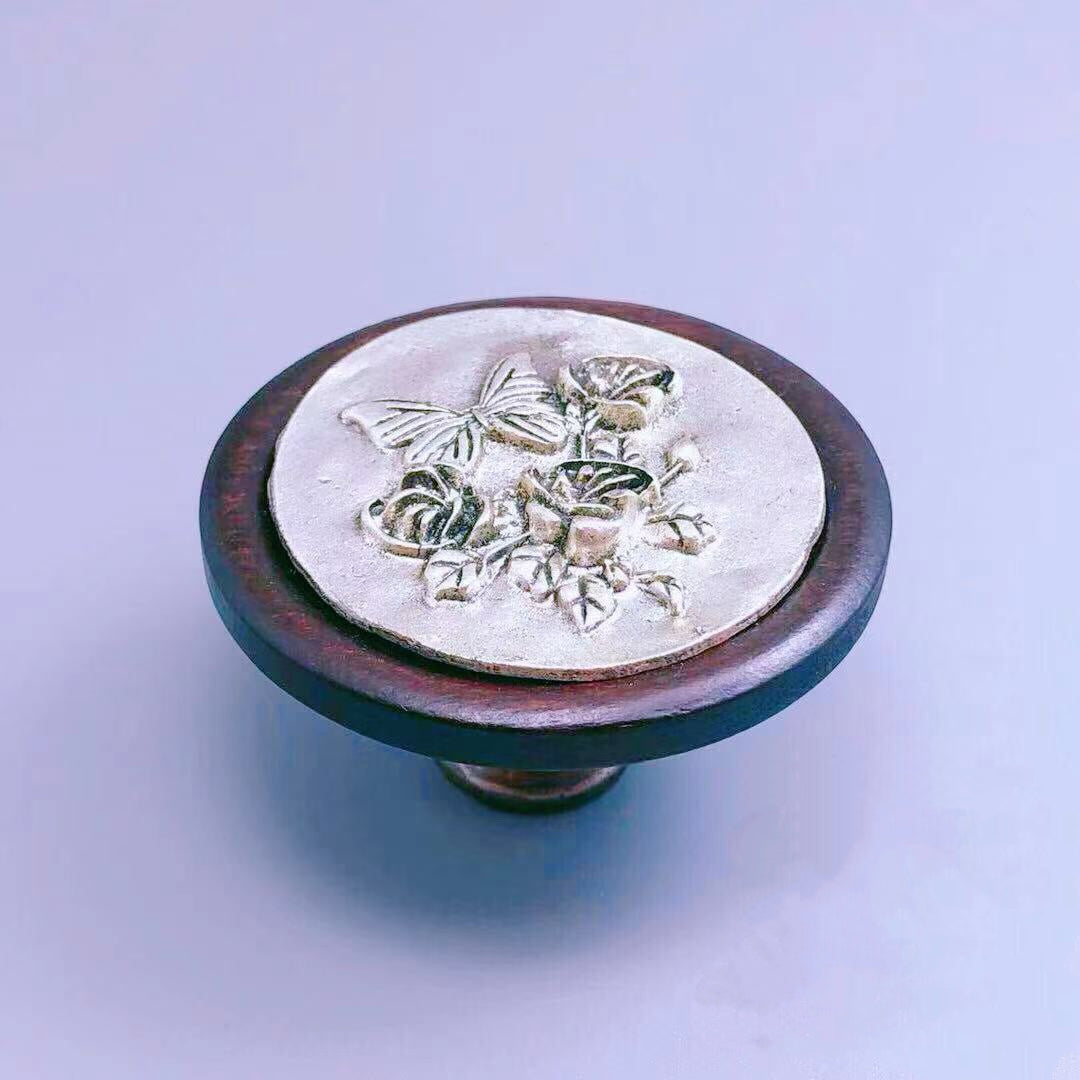 Wooden Floral Cabinet Knob, Farmhouse Drawer Pull, Art Deco Kitchen Hardware