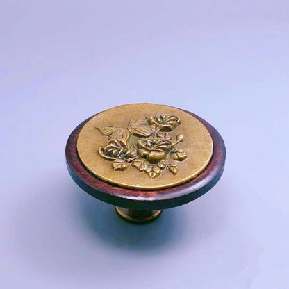 Wooden Floral Cabinet Knob, Farmhouse Drawer Pull, Art Deco Kitchen Hardware