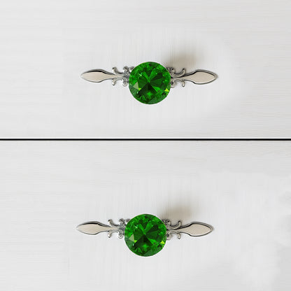 Green Glass Drawer Knobs with Backplate, Crystal Cabinet Pulls, Kitchen Hardware