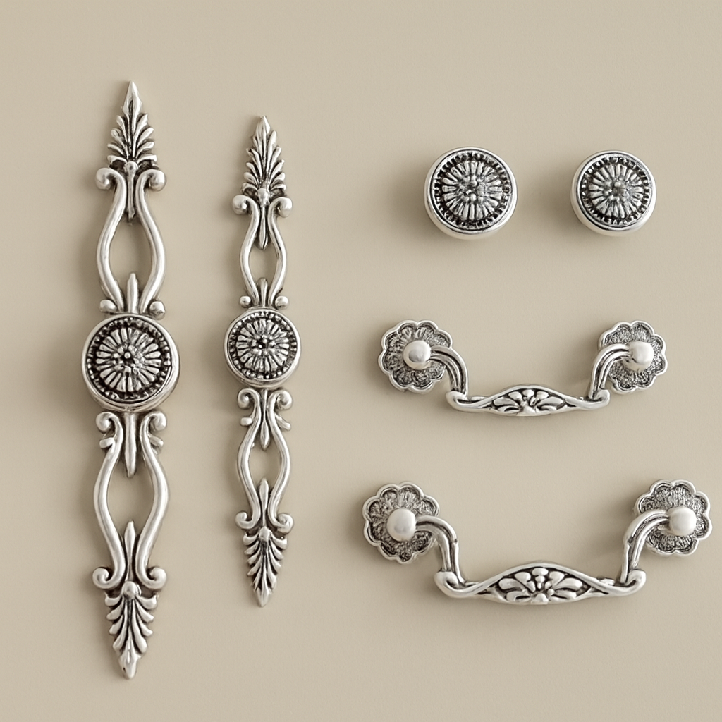 Decorative Sunflower Drawer Knobs & Pulls - Antique Silver Black - LynnsHardware