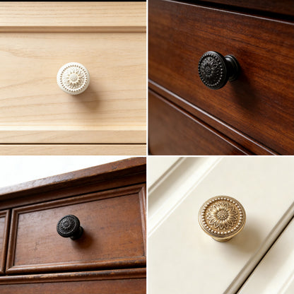 Shabby Chic Sunflower Drawer Pull - Floral Cabinet Knob - LynnsHardware