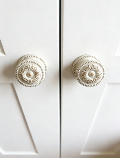Shabby Chic Drawer Handle, French Country Swing Pull, Creamy White Gold - LynnsHardware