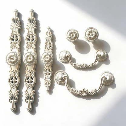 Shabby Chic Drawer Handle, French Country Swing Pull, Creamy White Gold - LynnsHardware