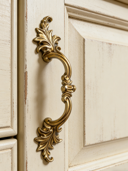 Antique Silver French Provincial Cabinet Handle - Vertical Cupboard Pull - LynnsHardware