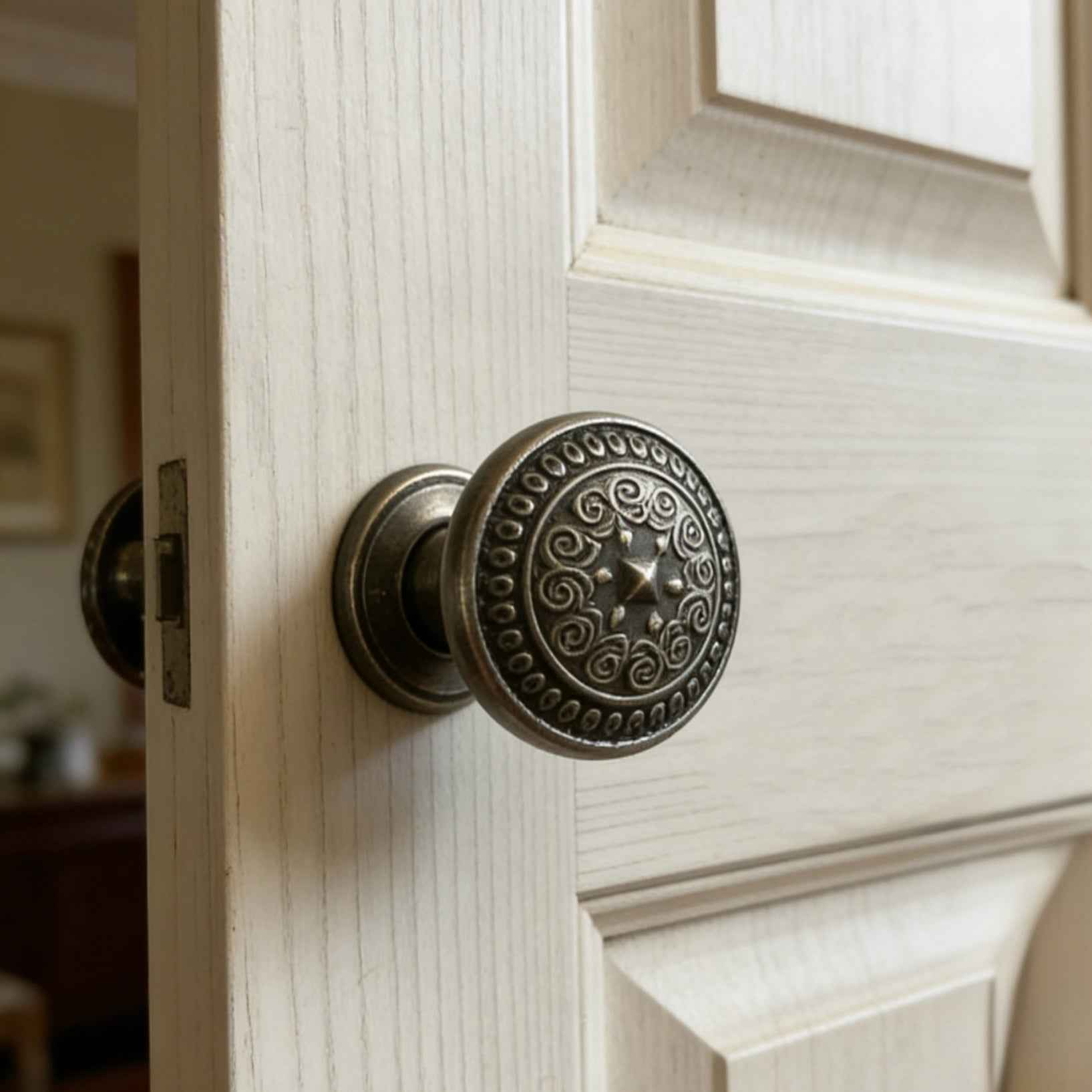 Antique Pewter Drawer Pulls - Embossed Cabinet Handles | 3.75" & 5" Centers