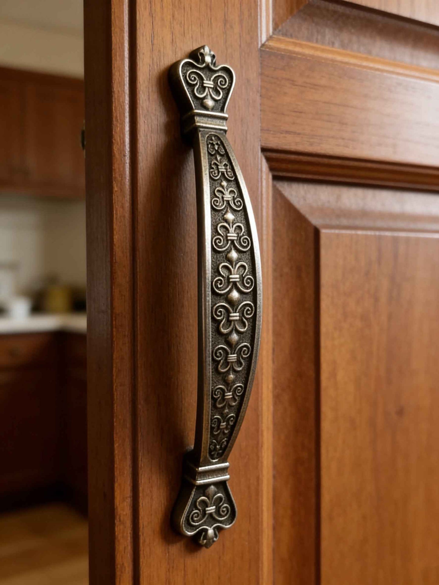 Antique Pewter Drawer Pulls - Embossed Cabinet Handles | 3.75" & 5" Centers