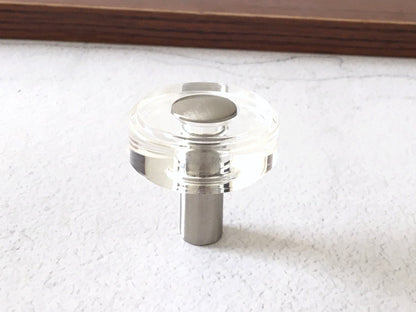 Acrylic Drawer Pulls, Lucite Cabinet Handles, Brushed Nickel Clear, Kitchen Hardware