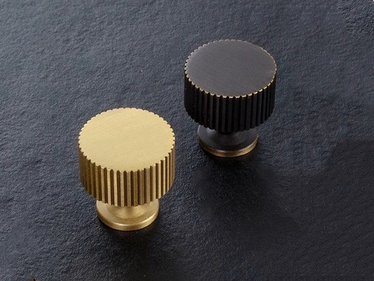 Brass Fluted Cabinet Bar Pull & Knob - 3.75" to 8.8"