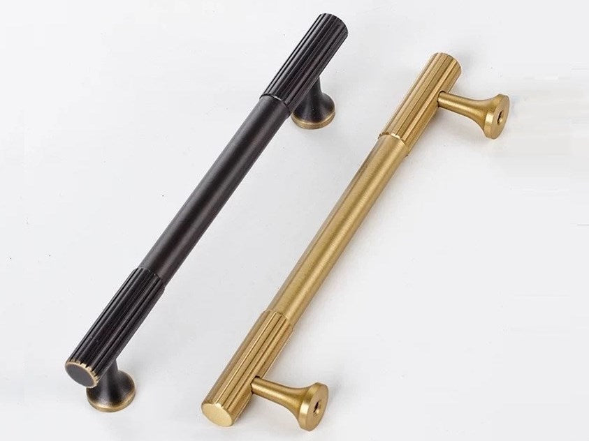 Brass Fluted Cabinet Bar Pull & Knob - 3.75" to 8.8"
