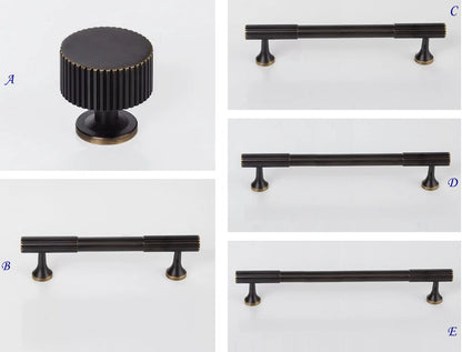 Brass Fluted Cabinet Bar Pull & Knob - 3.75" to 8.8"