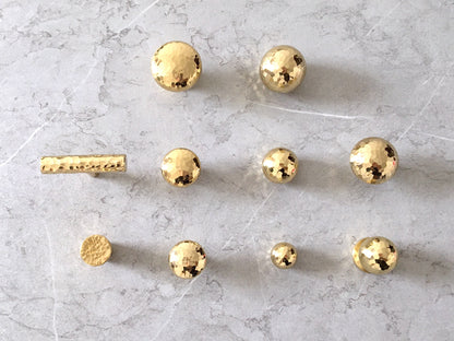 Hammered Gold Brass Drawer Knob, Ball / Tapered / Mushroom Cabinet Door Pull
