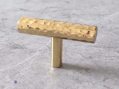 Hammered Gold Brass Drawer Knob, Ball / Tapered / Mushroom Cabinet Door Pull