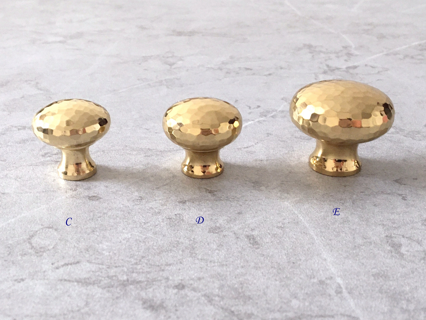 Hammered Gold Brass Drawer Knob, Ball / Tapered / Mushroom Cabinet Door Pull