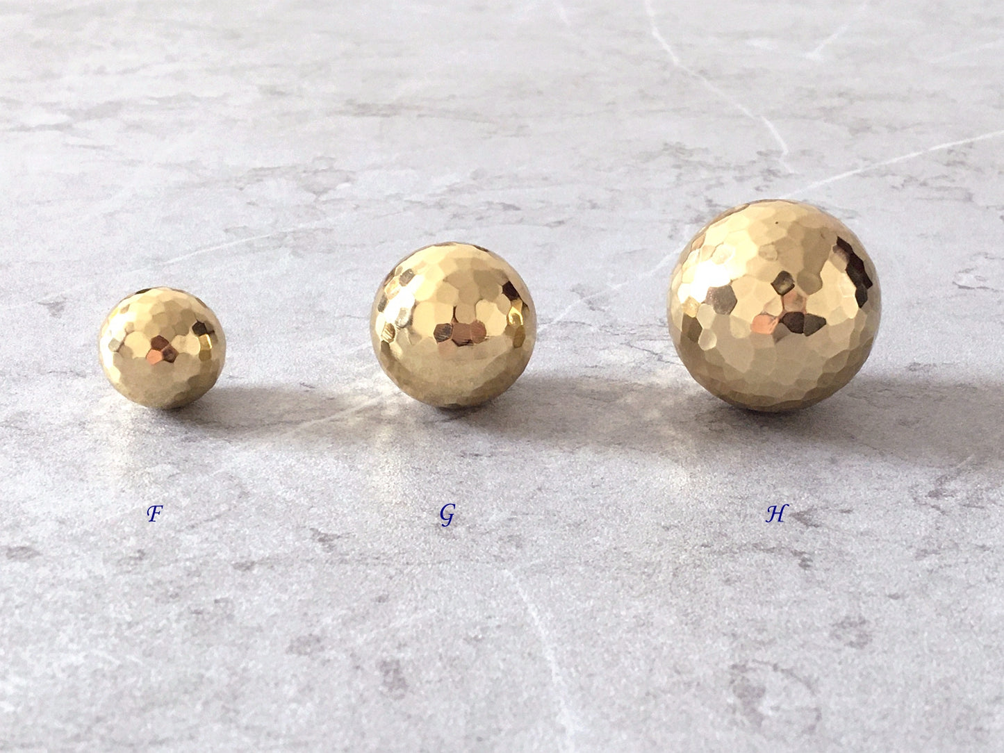 Hammered Gold Brass Drawer Knob, Ball / Tapered / Mushroom Cabinet Door Pull