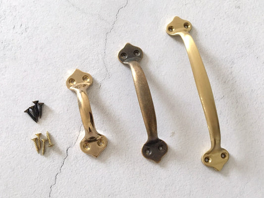 Brass Drawer Pulls, Front Screws, Unlaquered Brass, Brushed Gold, Antique Bronze