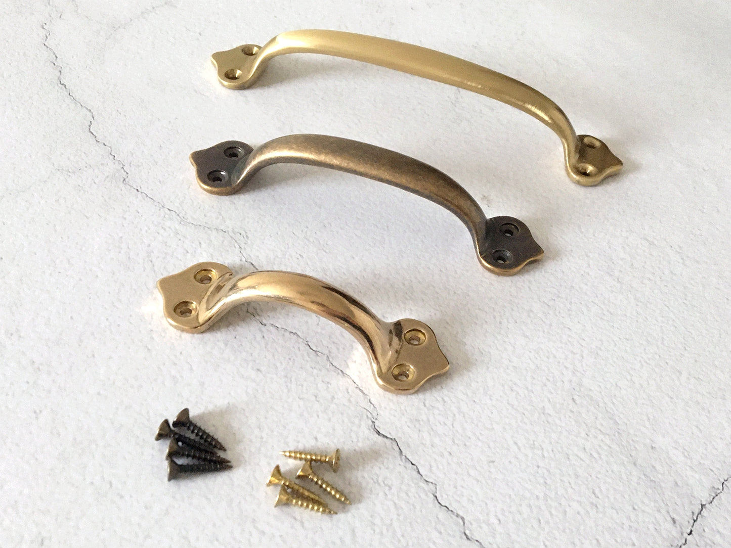 Brass Drawer Pulls, Front Screws, Unlaquered Brass, Brushed Gold, Antique Bronze