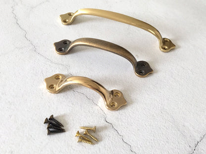 Brass Drawer Pulls, Front Screws, Unlaquered Brass, Brushed Gold, Antique Bronze