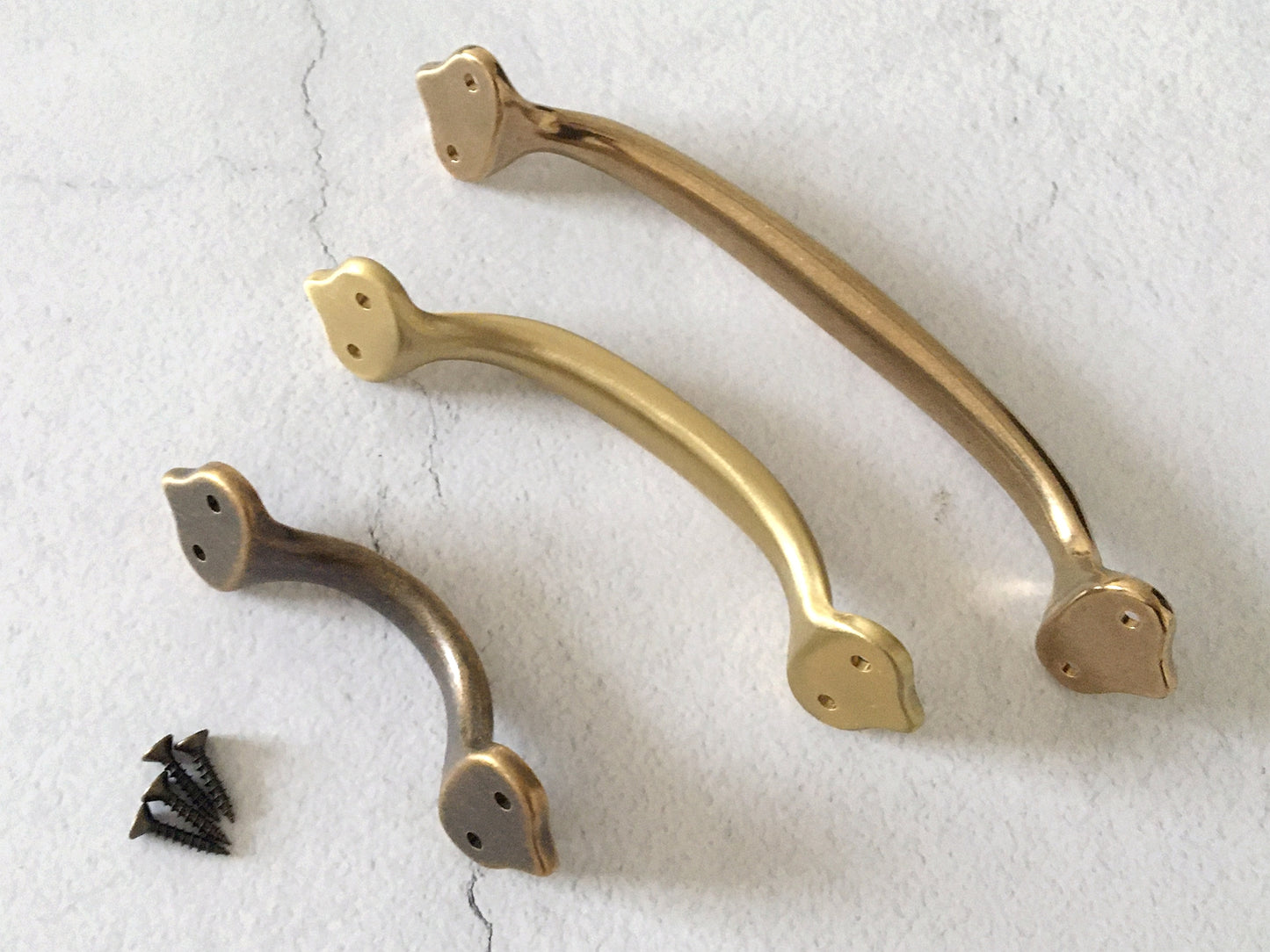 Brass Drawer Pulls, Front Screws, Unlaquered Brass, Brushed Gold, Antique Bronze
