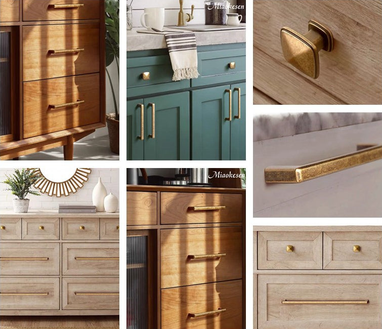 Antique Bronze Cabinet Square Bar Handle - Rustic Retro Hardware