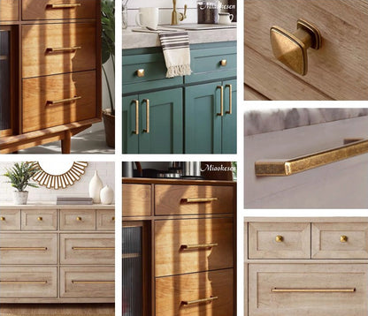 Antique Bronze Cabinet Square Bar Handle - Rustic Retro Hardware