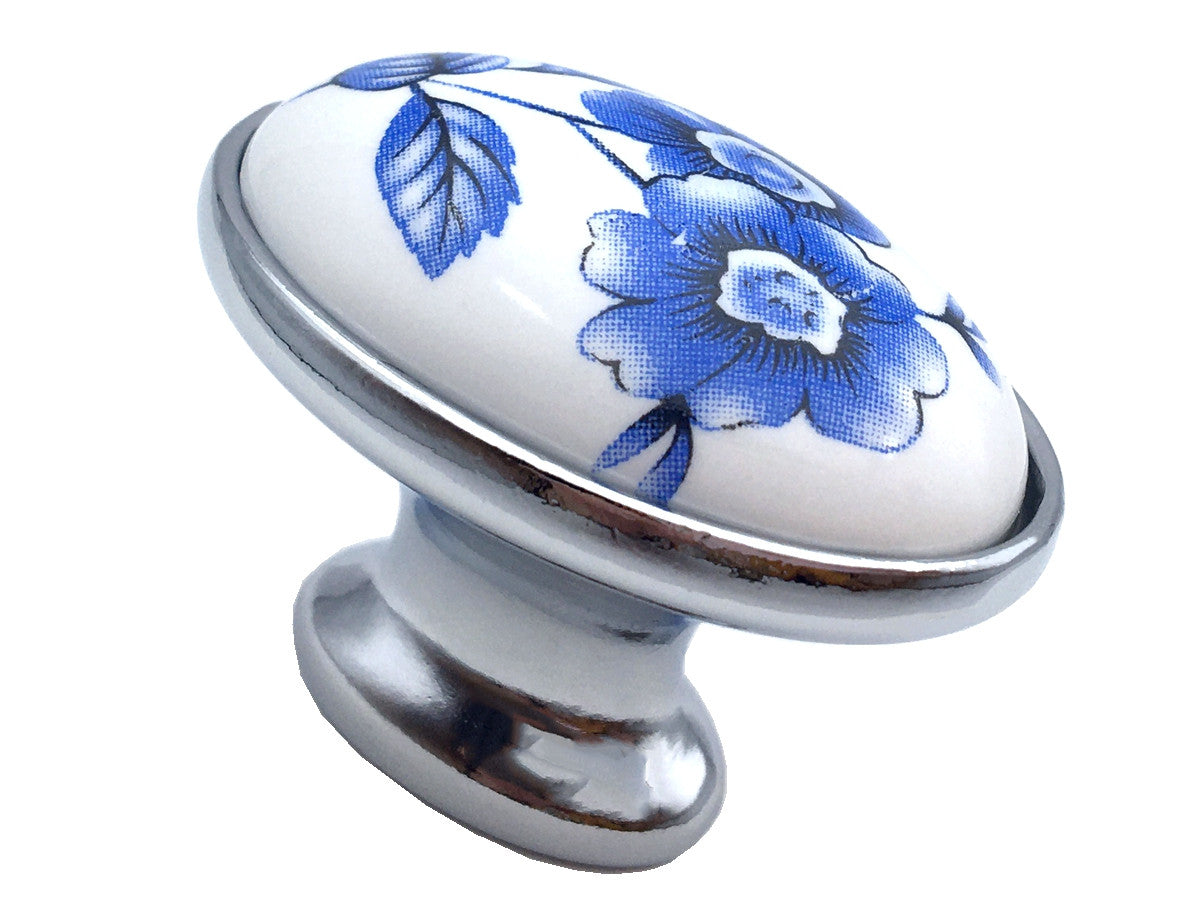 Poignées de tiroir bleues et blanches pour armoires 76 96 128 160 192 mm