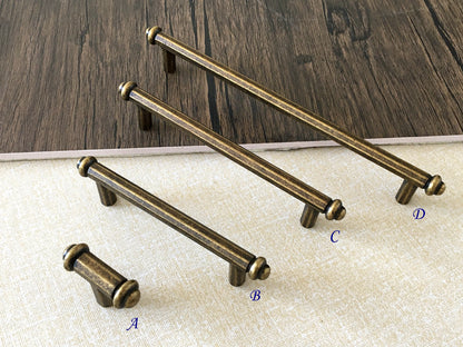 Vintage Style Cabinet Bar Handles, Antique Bronze Kitchen Hardware, Rustic Retro