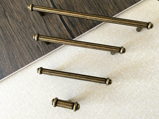 Vintage Style Cabinet Bar Handles, Antique Bronze Kitchen Hardware, Rustic Retro