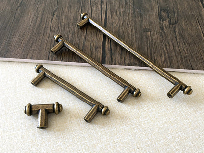 Vintage Style Cabinet Bar Handles, Antique Bronze Kitchen Hardware, Rustic Retro