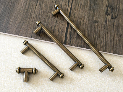 Vintage Style Cabinet Bar Handles, Antique Bronze Kitchen Hardware, Rustic Retro