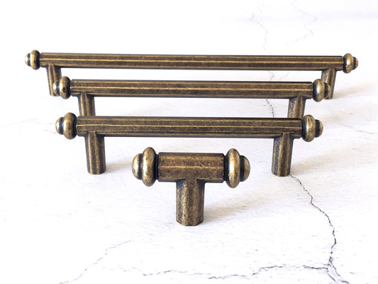 Antique Bronze T shaped Drawer Pulls, Cabinet Handles, Kitchen Hardware