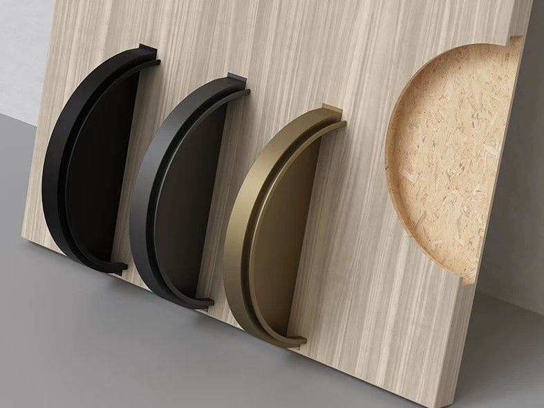 Half Moon Recessed Flush Cabinet Pull Handle - 4 Finishes