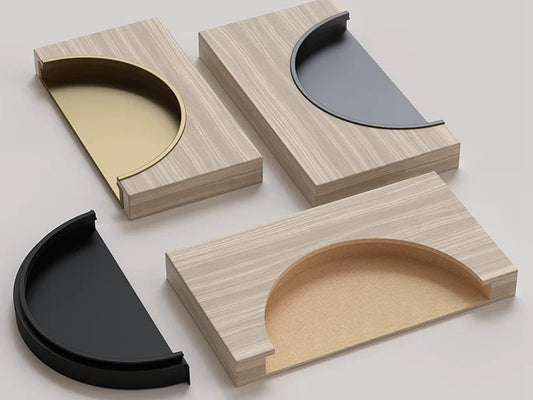 Half Moon Recessed Flush Cabinet Pull Handle - 4 Finishes