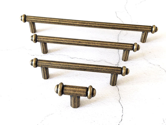 Antique Bronze T shaped Drawer Pulls, Cabinet Handles, Kitchen Hardware