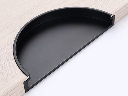 Half Moon Recessed Flush Cabinet Pull Handle - 4 Finishes