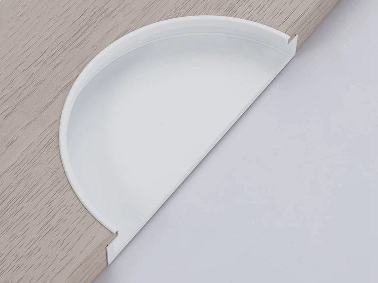 Half Moon Recessed Flush Cabinet Pull Handle - 4 Finishes