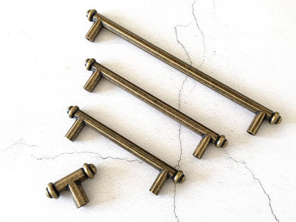 Antique Bronze T shaped Drawer Pulls, Cabinet Handles, Kitchen Hardware