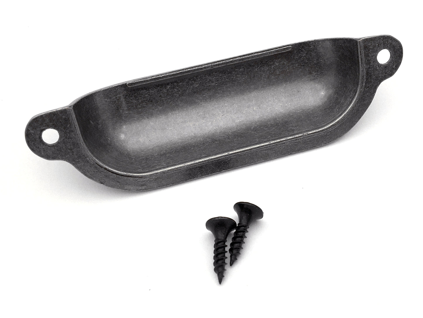 3.5" Cup Drawer Pull & Knob - Antique Pewter/Black