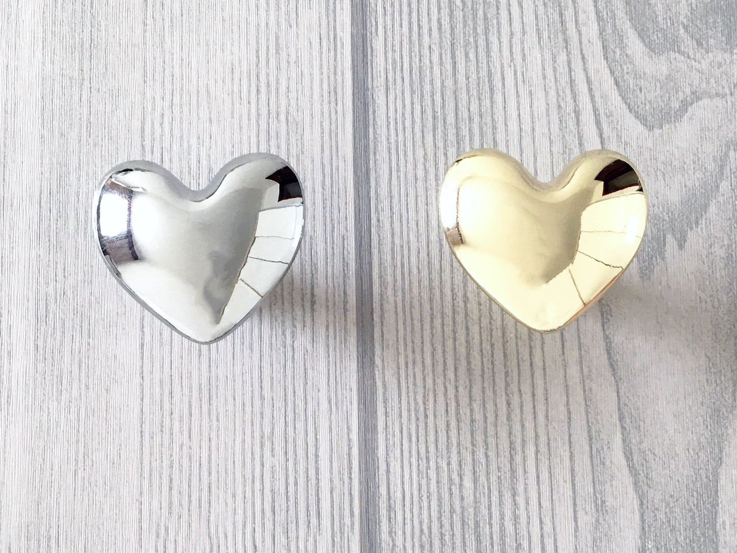 Heart Cabinet Knob, Baby Girls Dresser Drawer Pull, Polished Gold Chrome