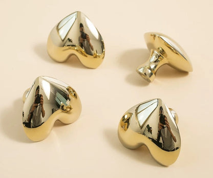 Heart Cabinet Knob, Baby Girls Dresser Drawer Pull, Polished Gold Chrome