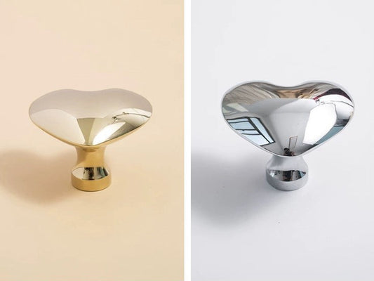 Heart Cabinet Knob, Baby Girls Dresser Drawer Pull, Polished Gold Chrome