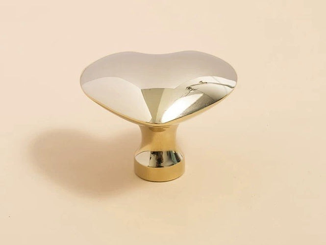 Heart Cabinet Knob, Baby Girls Dresser Drawer Pull, Polished Gold Chrome