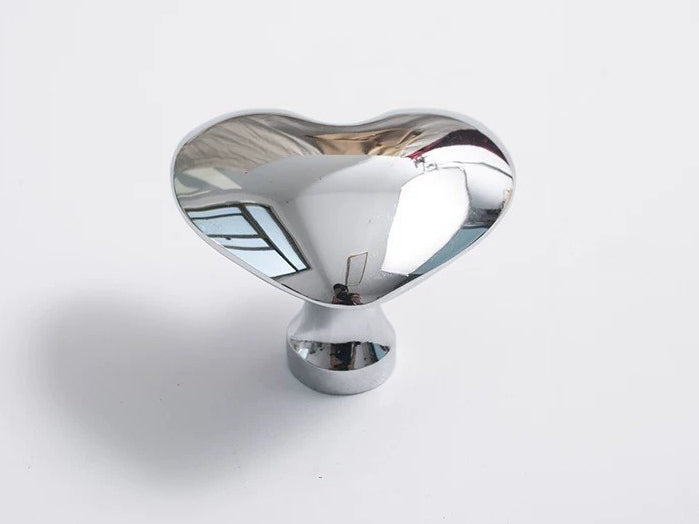 Heart Cabinet Knob, Baby Girls Dresser Drawer Pull, Polished Gold Chrome