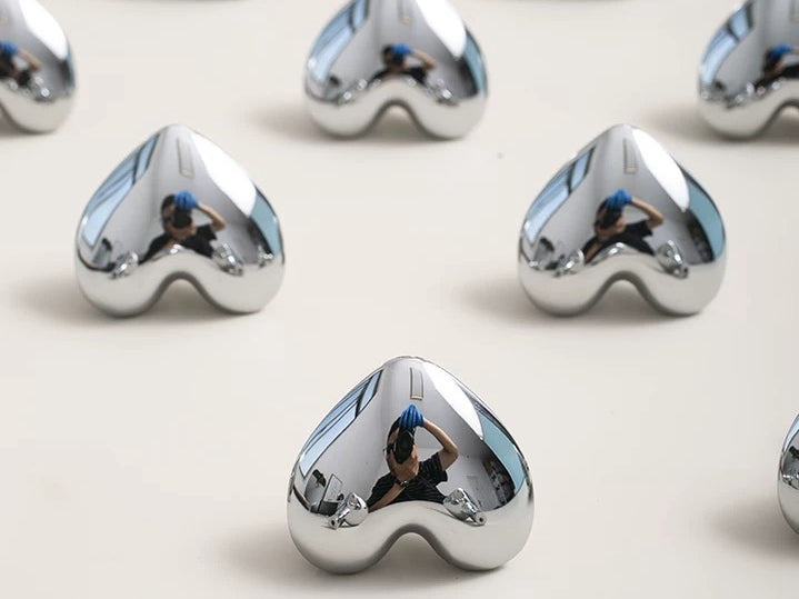 Heart Cabinet Knob, Baby Girls Dresser Drawer Pull, Polished Gold Chrome