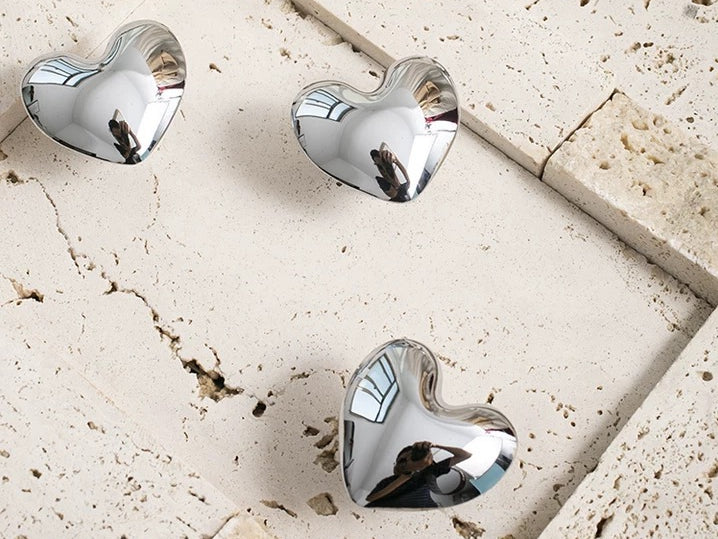 Heart Cabinet Knob, Baby Girls Dresser Drawer Pull, Polished Gold Chrome