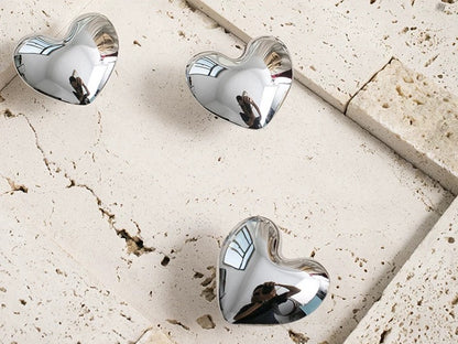 Heart Cabinet Knob, Baby Girls Dresser Drawer Pull, Polished Gold Chrome