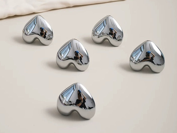 Heart Cabinet Knob, Baby Girls Dresser Drawer Pull, Polished Gold Chrome